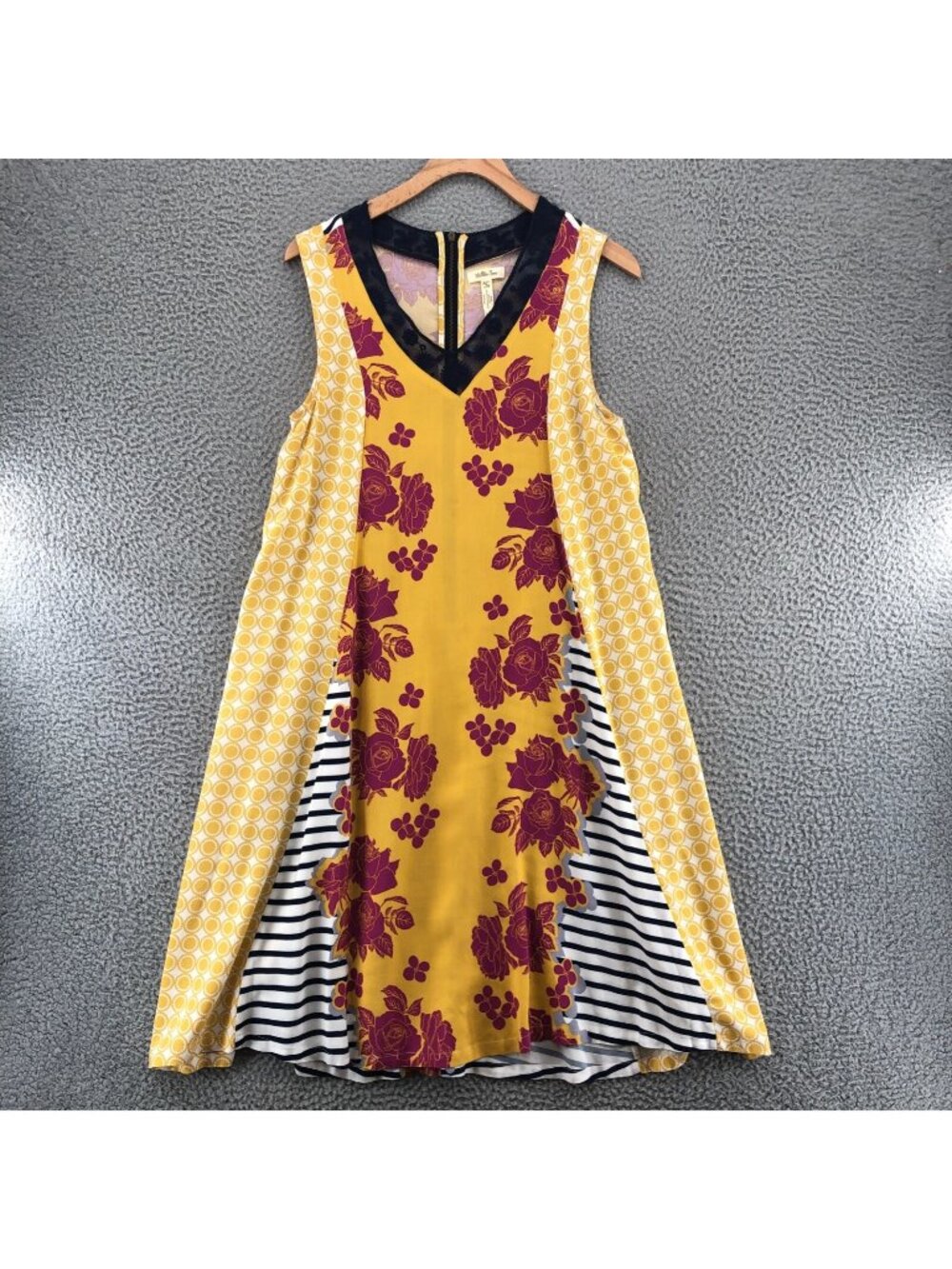 Matilda Jane Dress Womens Small Golden Key Yellow Rose Shift Sleeveless Pockets